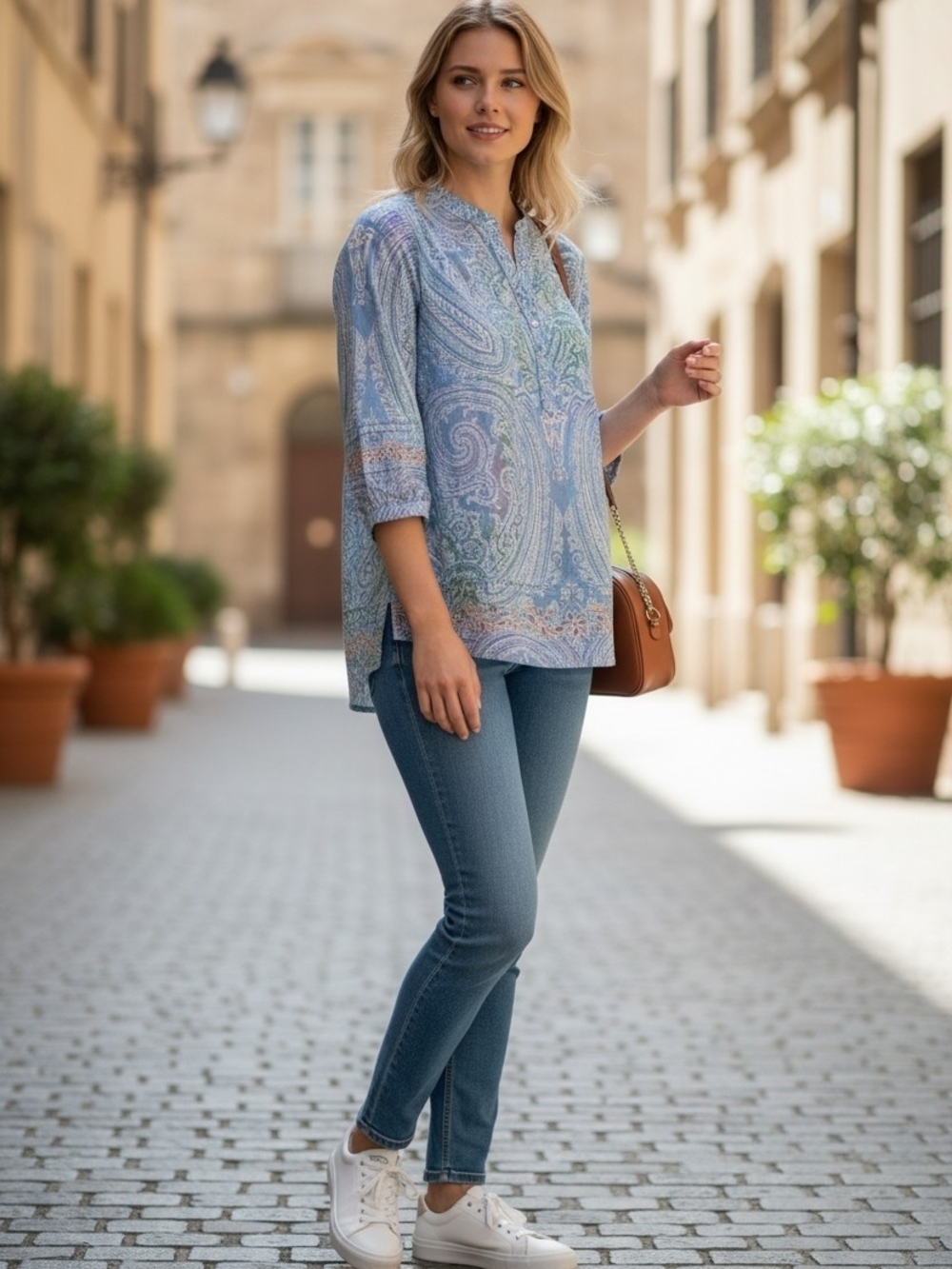 Robert Graham Blue Paisley Tunic Top